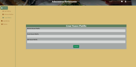 Interfaz del Restaurante