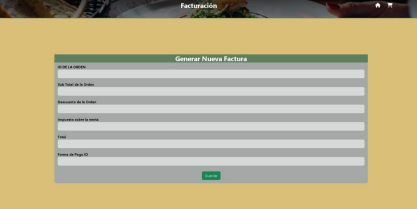 Interfaz del Restaurante