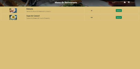 Interfaz del Restaurante